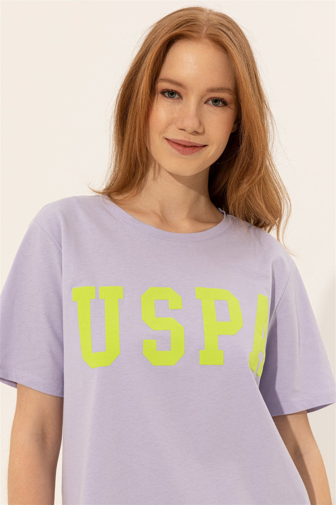 U.S. Polo Assn. ljubičasta ženska majica s žutim slovima