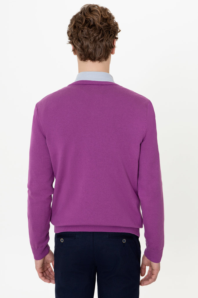 U.S. Polo Assn. ljubičasti muški džemper s V-izrezom