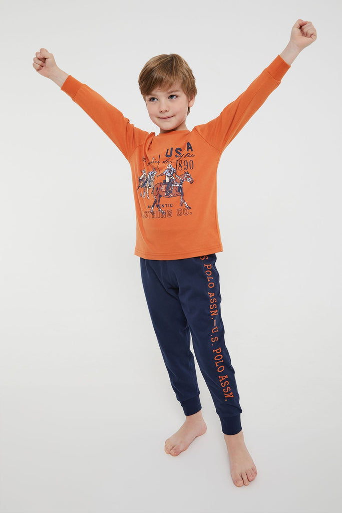 U.S. Polo Assn. narandžasta pidžama za dječake (US1121-4-Apricot) 3