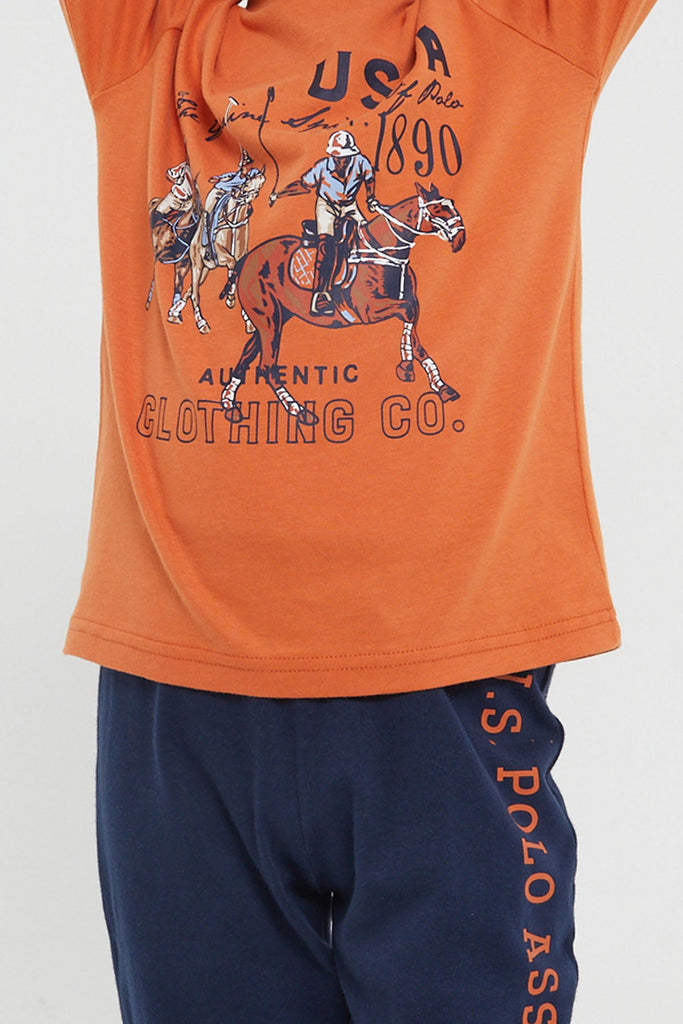 U.S. Polo Assn. narandžasta pidžama za dječake (US1121-4-Apricot) 4