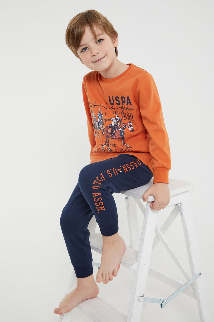 U.S. Polo Assn. narandžasta pidžama za dječake (US1121-4-Apricot) 5