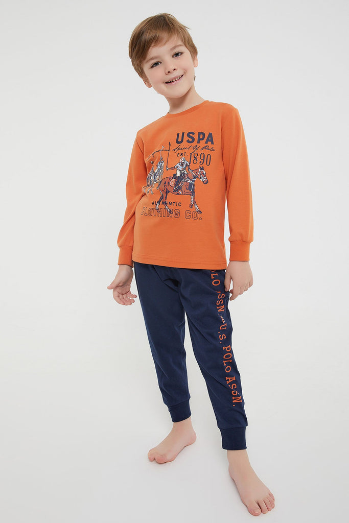 U.S. Polo Assn. narandžasta pidžama za dječake (US1121-4-Apricot) 1