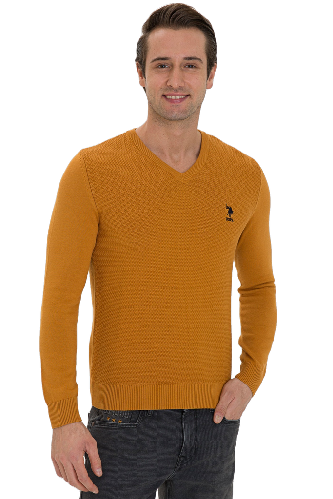 U.S. Polo Assn. narandžasti muški džemper sa V-izrezom