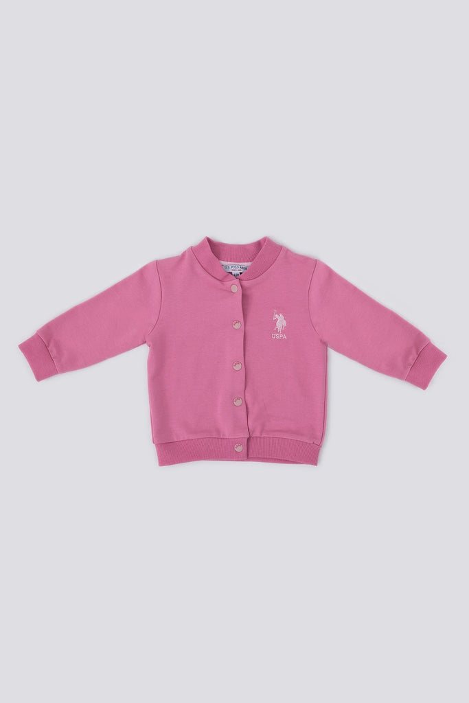 U.S. Polo Assn. pink džemper za bebe sa dugmićima