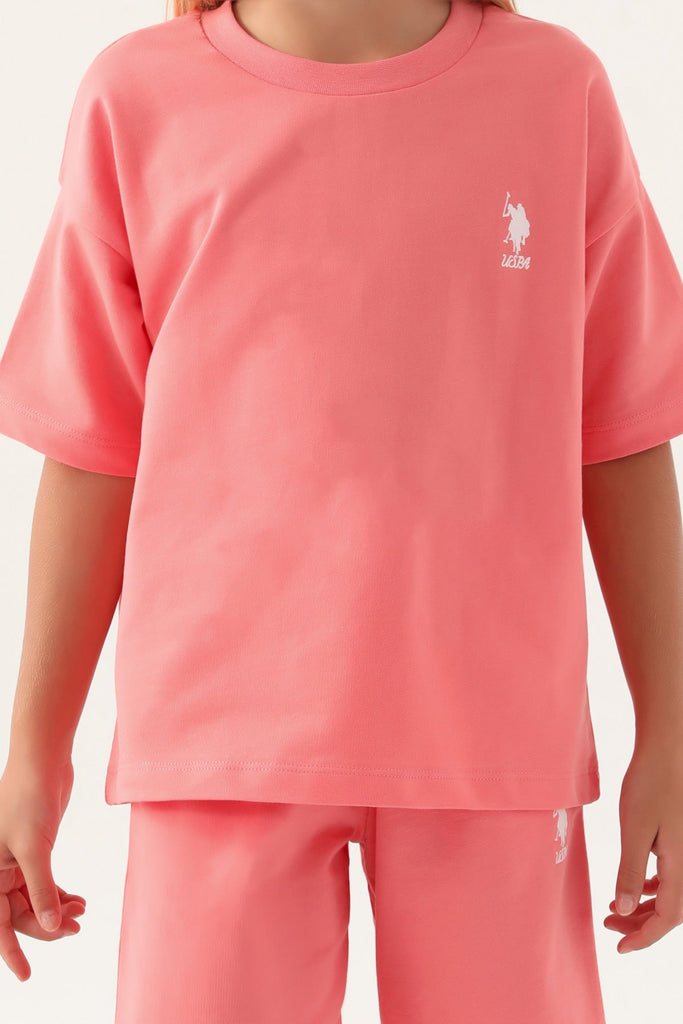 U.S. Polo Assn. jednobojni pink komplet za djevojčice-[SKU]