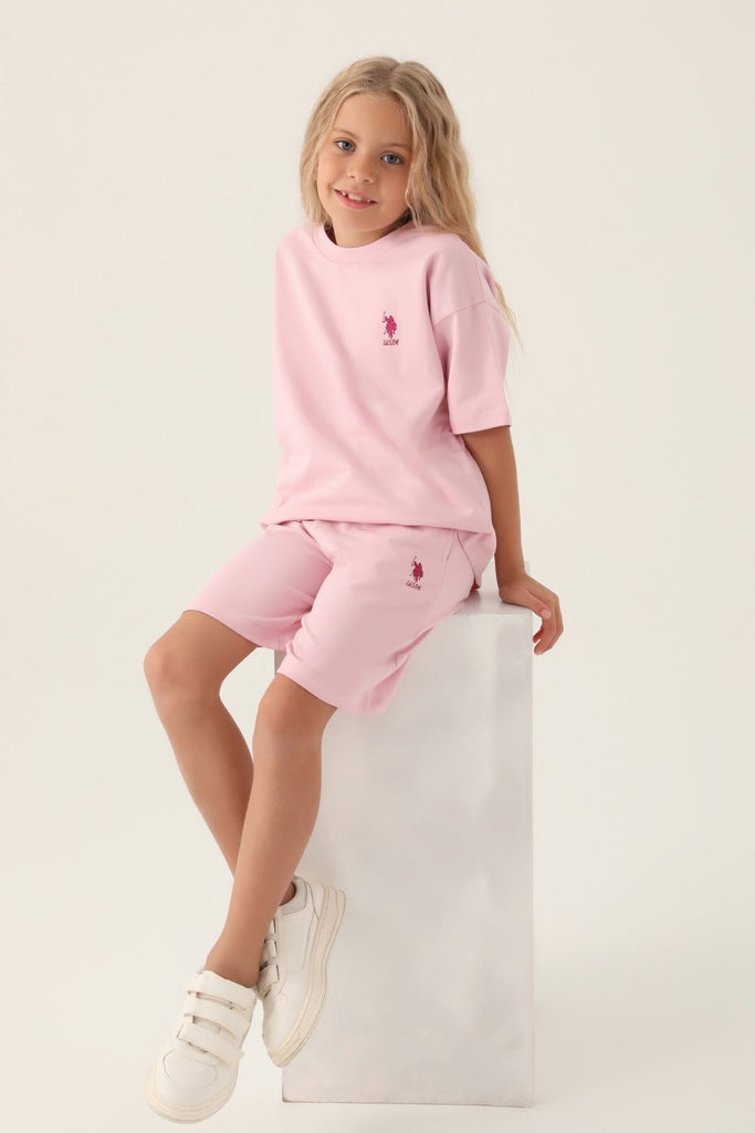 U.S. Polo Assn. pink komplet za djevojčice kratkih hlača-[SKU]