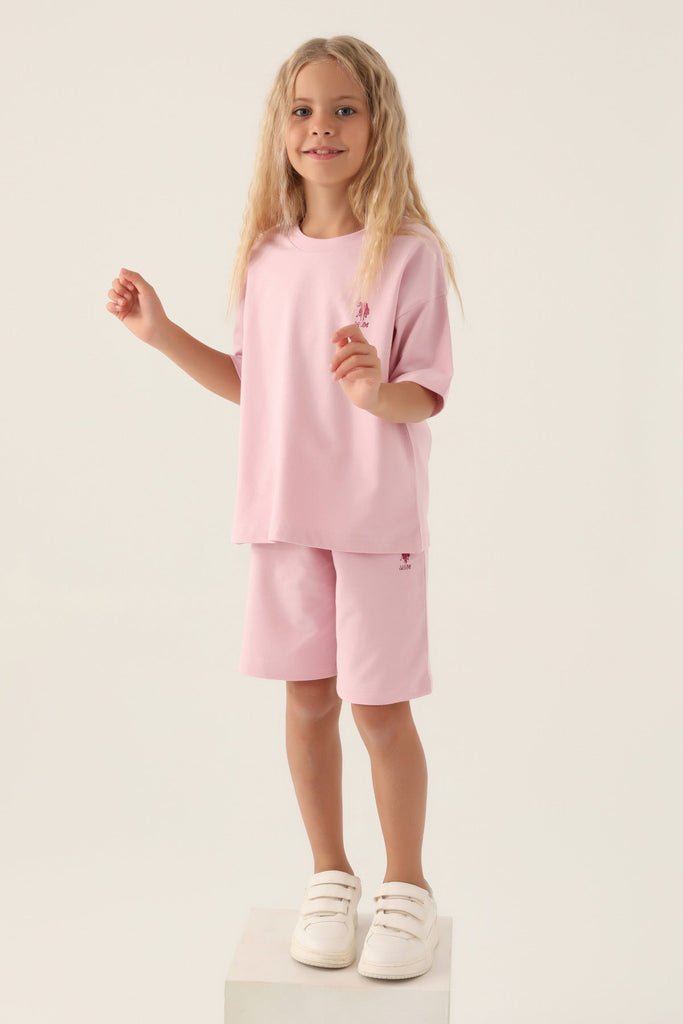 U.S. Polo Assn. pink komplet za djevojčice kratkih hlača-[SKU]