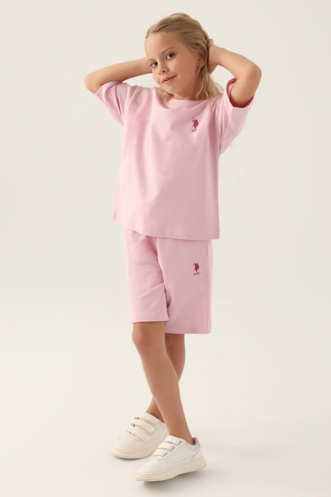 U.S. Polo Assn. pink komplet za djevojčice kratkih hlača