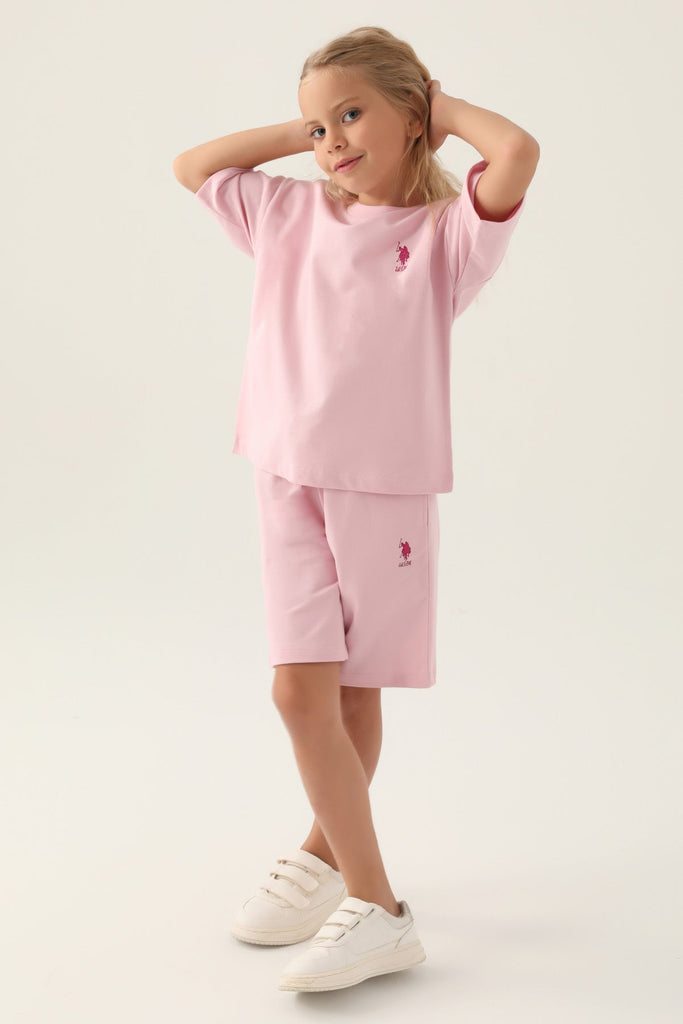 U.S. Polo Assn. pink komplet za djevojčice kratkih hlača-[SKU]