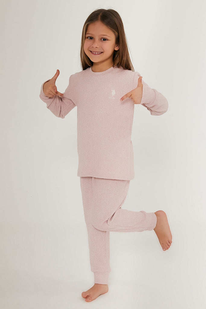 U.S. Polo Assn. pink pidžama za djevojčice s prugama