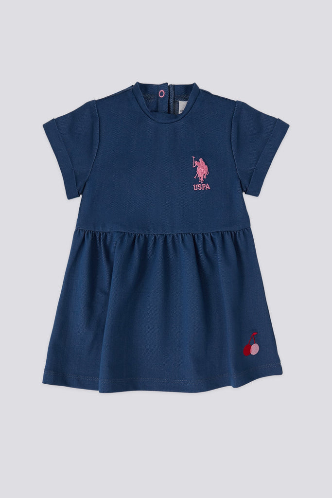U.S. Polo Assn. plava haljina za bebe s volanima