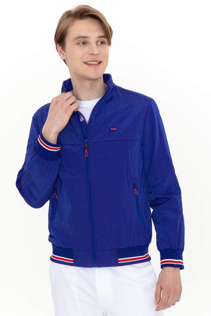 U.S. Polo Assn. plava muška jakna s prugastim detaljima