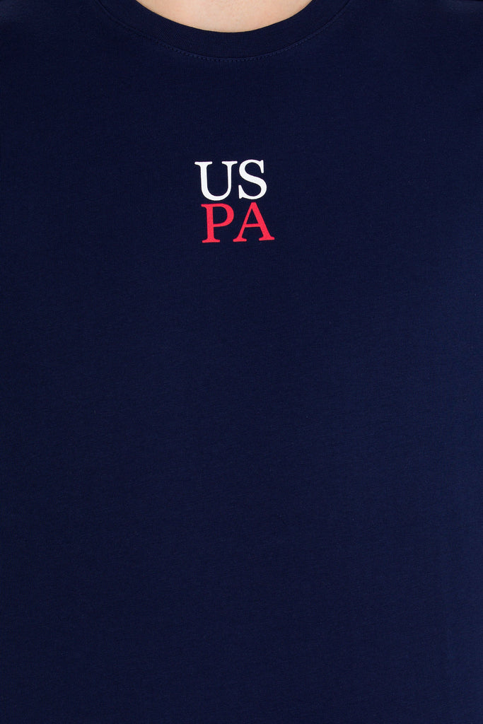 U.S. Polo Assn. plava muška majica s kontrastnim rubom-[SKU]
