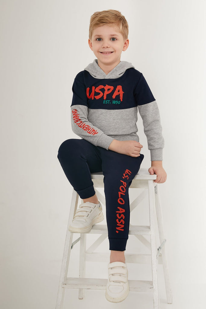 U.S. Polo Assn. plava dječja trenerka s natpisima