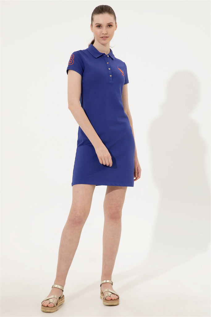 U.S. Polo Assn. plava ženska haljina kontrastnih detalja