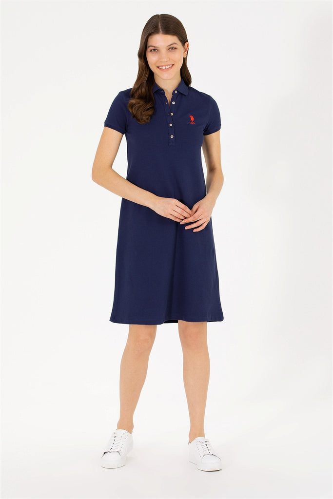 U.S. Polo Assn. plava ženska haljina s polo ovratnikom