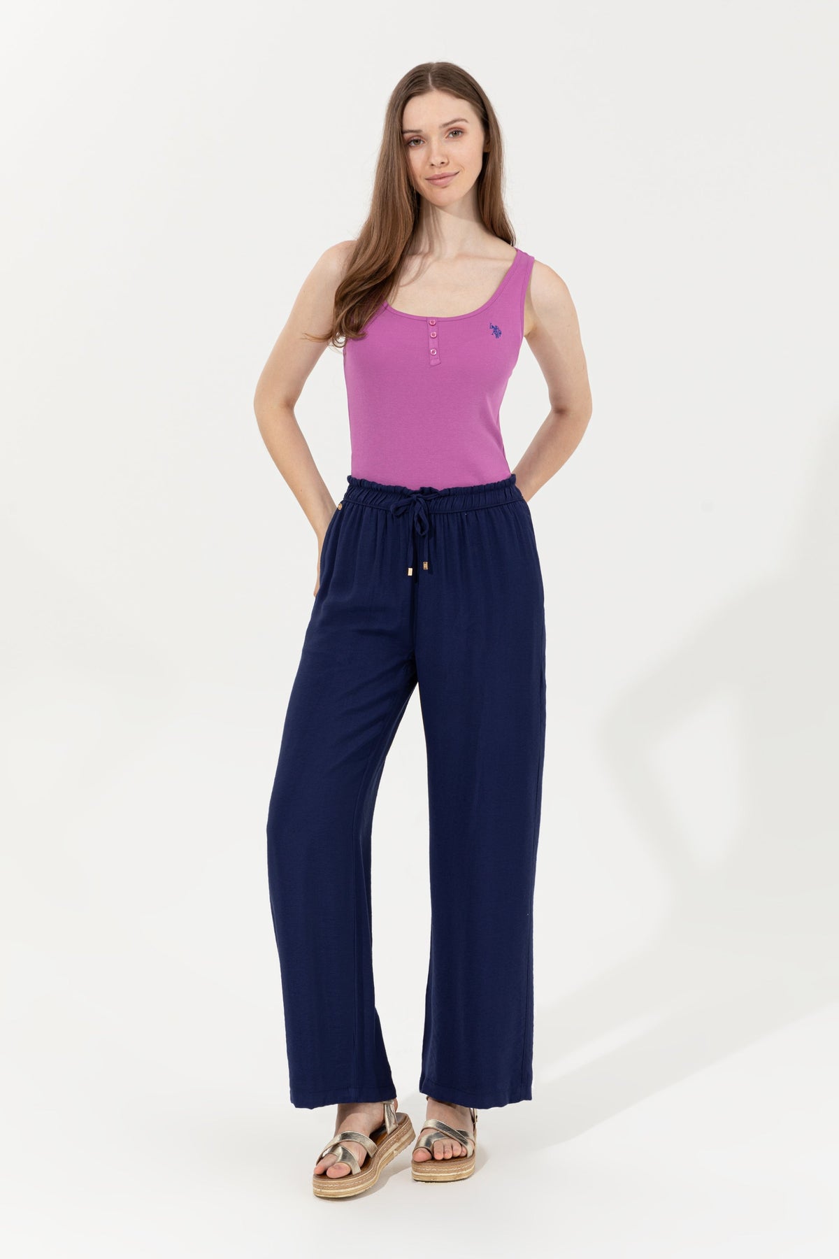 U.S. Polo Assn. plave ženske pantalone visokog struka