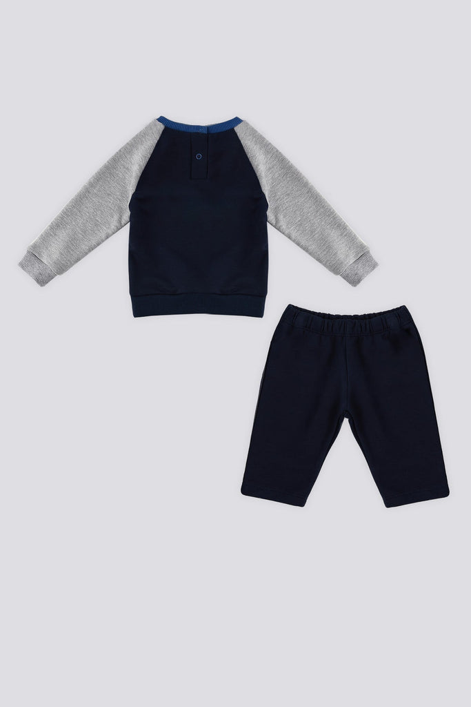 U.S. Polo Assn. plavi komplet za bebe kontrastnih rukava