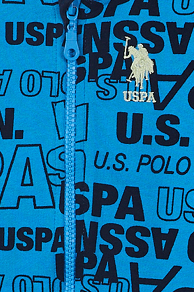 U.S. Polo Assn. plavi komplet za bebe s kapuljačom