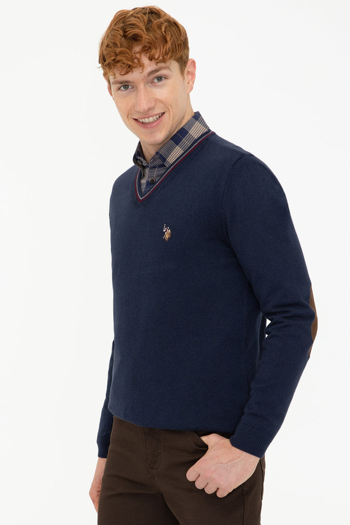 U.S. Polo Assn. plavi muški džemper sa V-izrezom