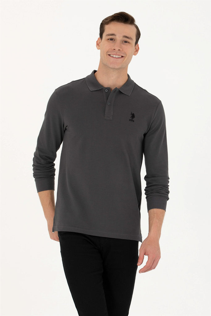 U.S. Polo Assn. siva muška polo majica dugih rukava-[SKU]