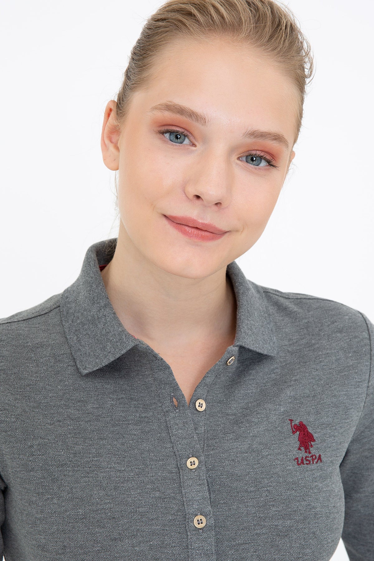 U.S. Polo Assn. siva ženska polo majica s dugim rukavima