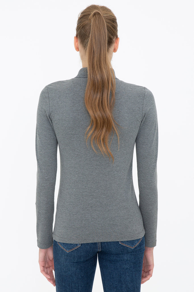 U.S. Polo Assn. siva ženska polo majica s dugim rukavima