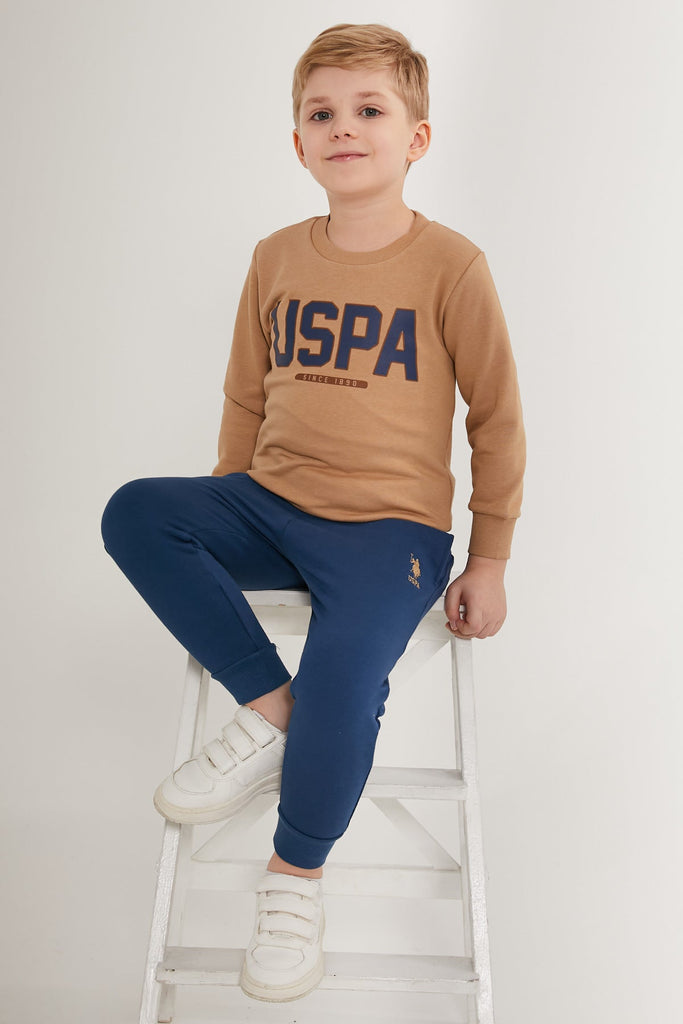 U.S. Polo Assn. smeđa trenerka za dječake sa natpisom