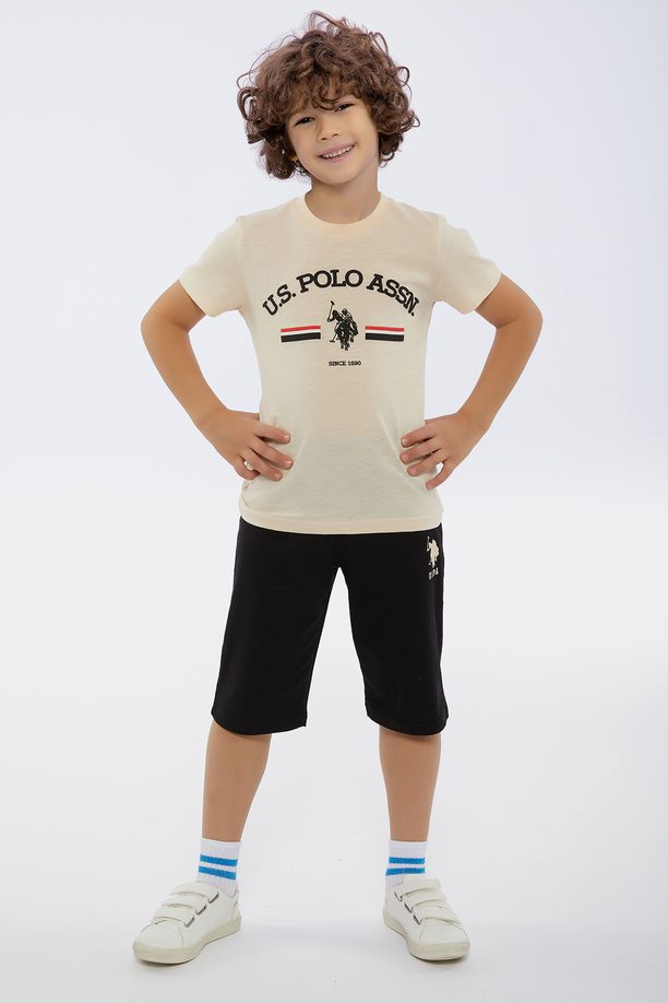 U.S. Polo Assn. smeđe set majica i hlače za dječake (US1099-4-Almond) 2