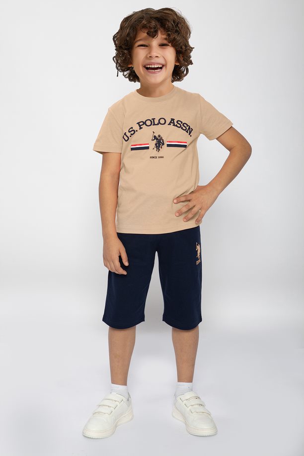 U.S. Polo Assn. smeđe set majica i hlače za dječake (US1099-4-Almond) 1