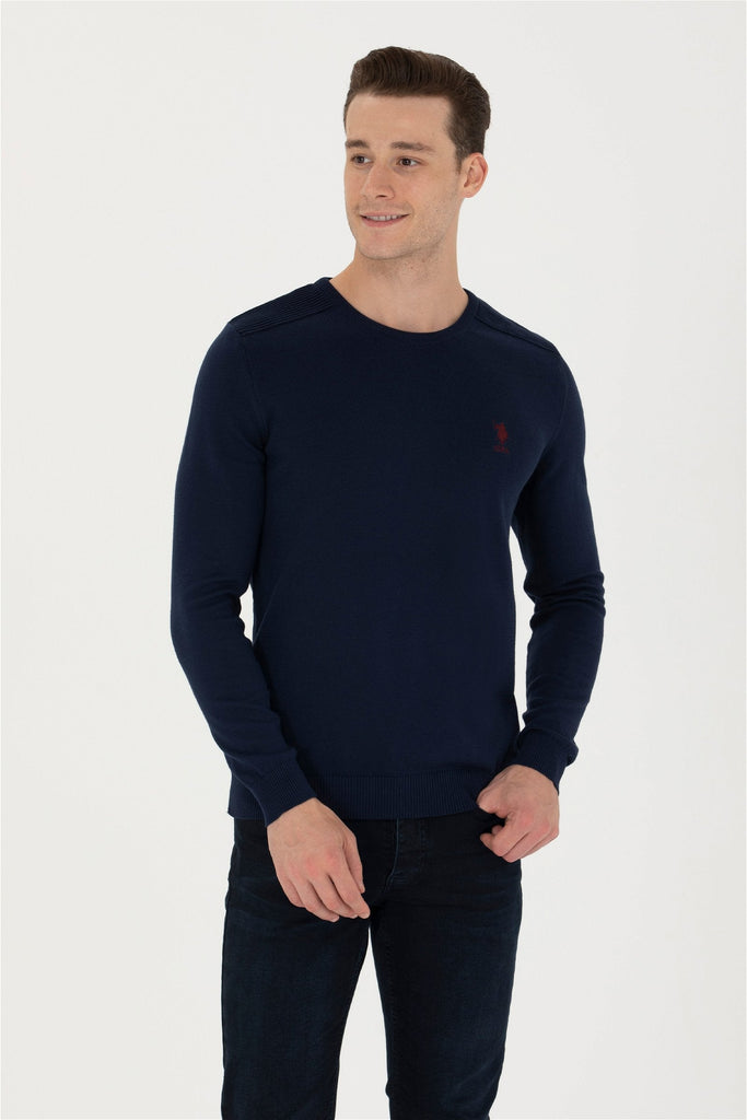 U.S. Polo Assn. plavi muški džemper s okruglim izrezom