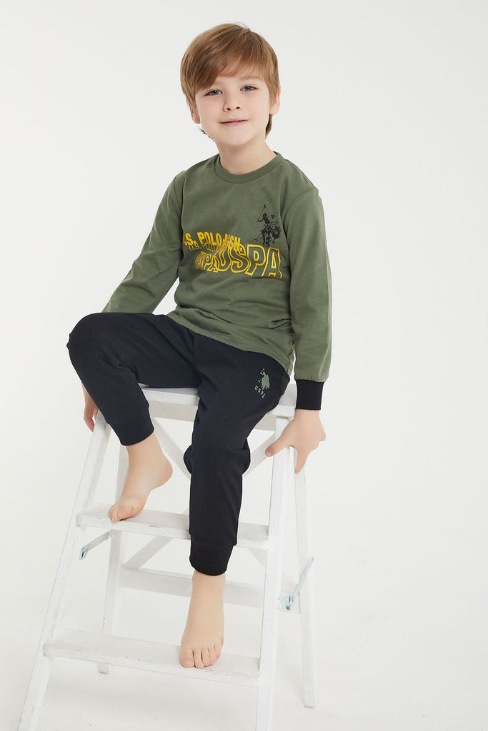 U.S. Polo Assn. zelena pidžama za dječake (US1162-4-Khaki) 4