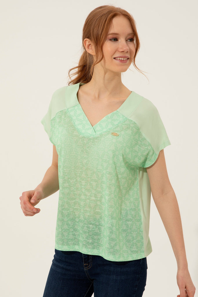 U.S. Polo Assn. zelena ženska majica s uzorkom
