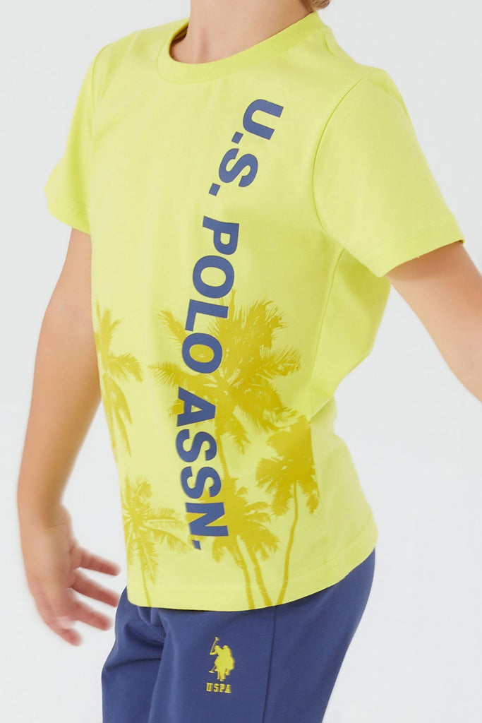 U.S. Polo Assn. žuti dječji komplet s palmama
