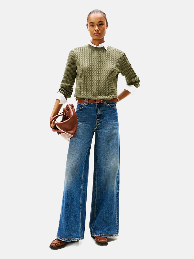 Tommy Hilfiger zeleni ženski džemper krupnog veza-[SKU]