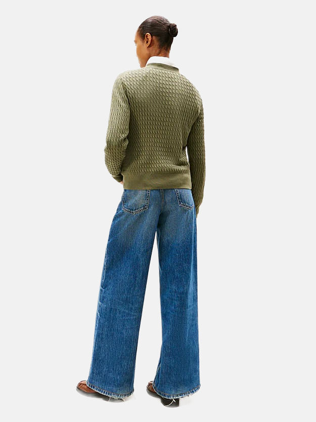 Tommy Hilfiger zeleni ženski džemper krupnog veza-[SKU]