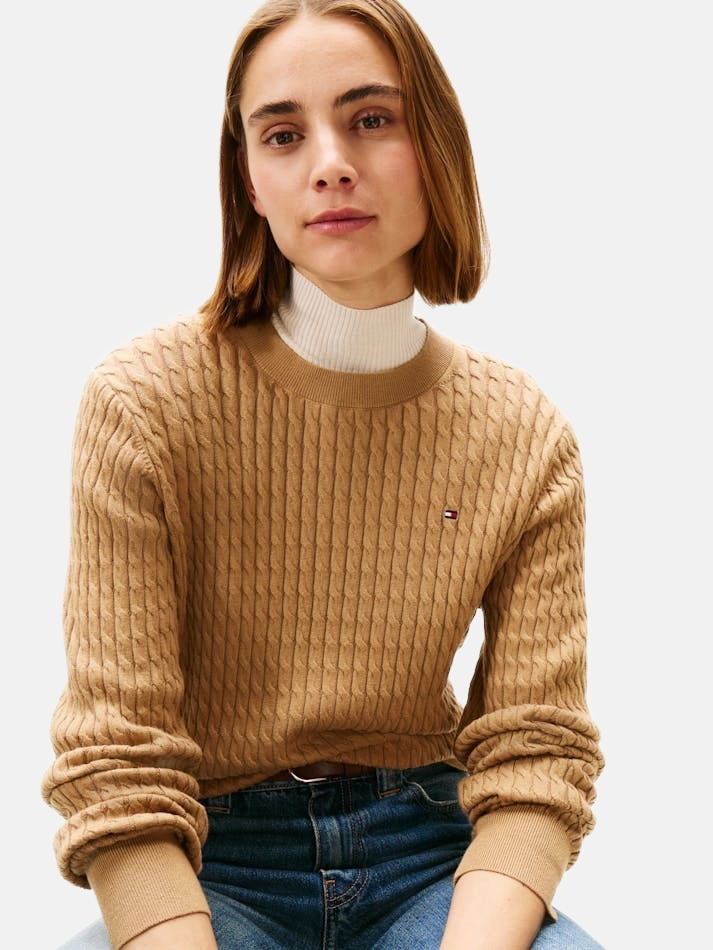 Tommy Hilfiger bež ženski džemper krupnog veza-[SKU]