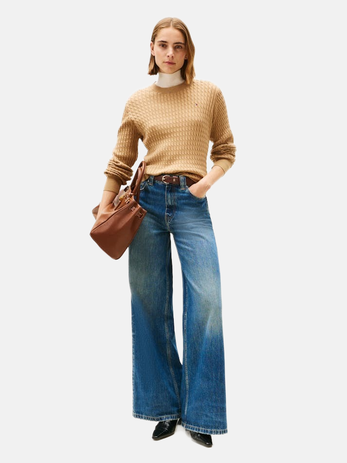 Tommy Hilfiger bež ženski džemper krupnog veza-[SKU]