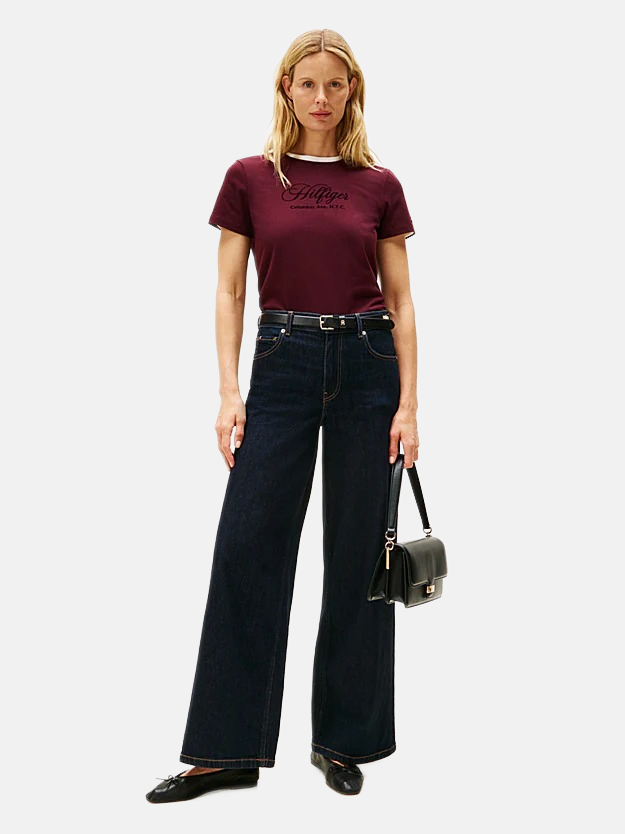 Tommy Hilfiger bordo ženska majica sa natpisom-[SKU]