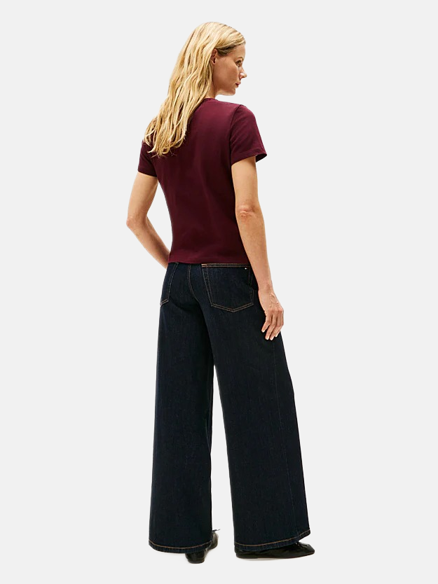 Tommy Hilfiger bordo ženska majica sa natpisom-[SKU]