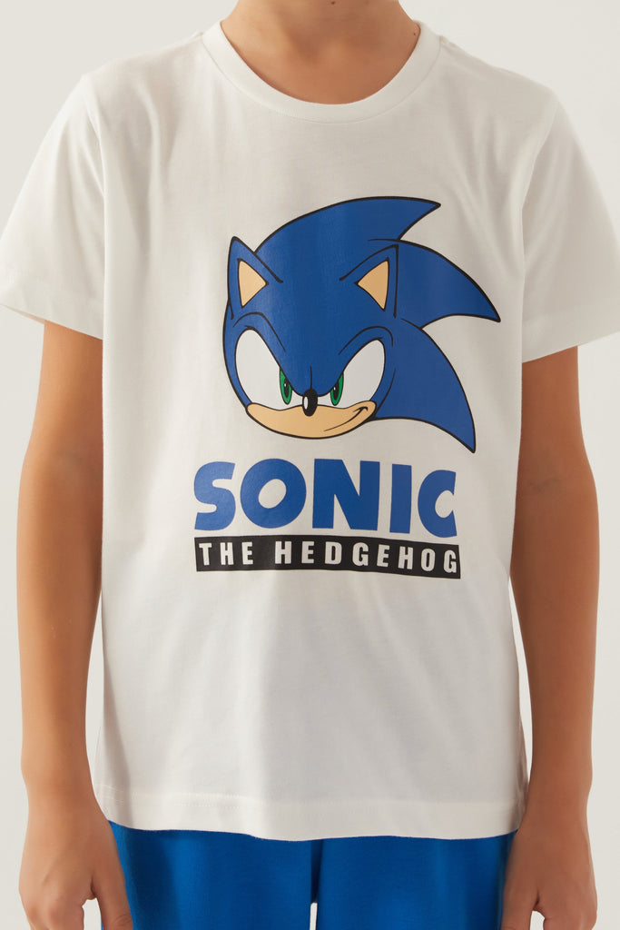 Warner Bros bijeli komplet za dječake sa Sonic motivom-[SKU]