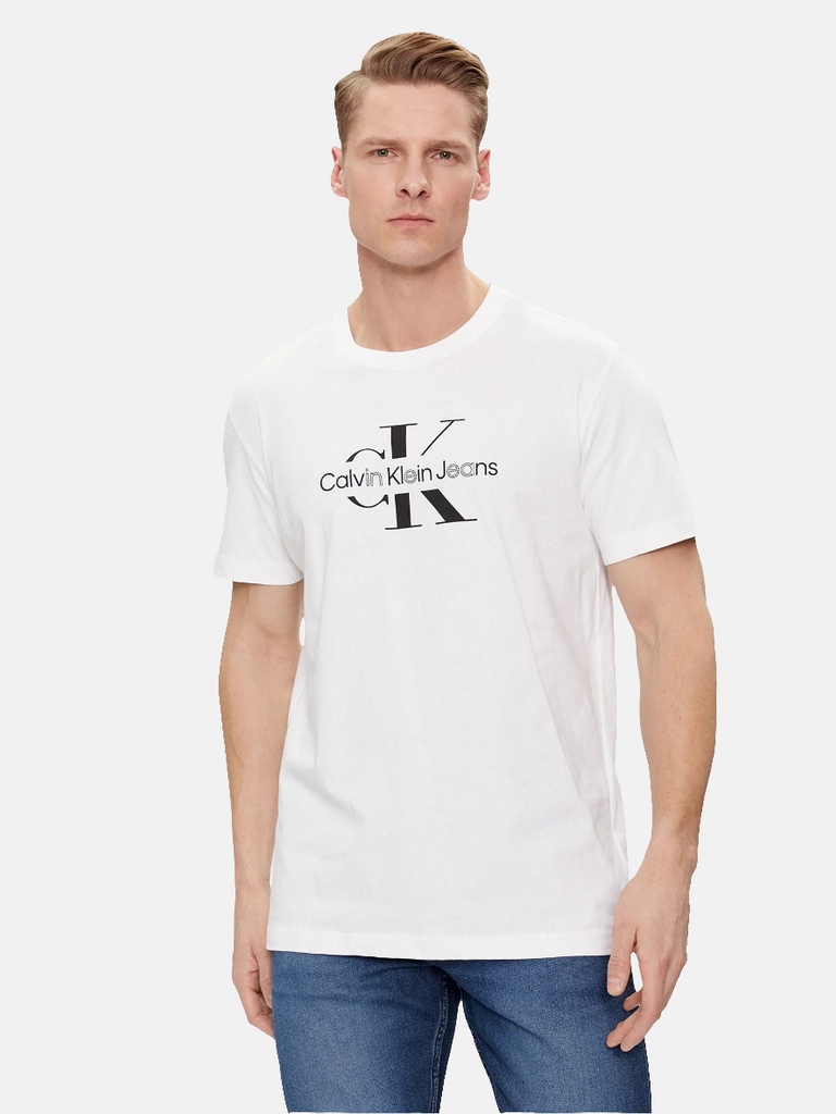 Calvin Klein bijela muška majica s okruglim ovratnikom-[SKU]