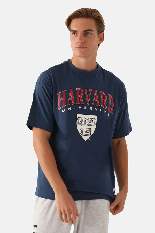 Harvard plava muška majica s natpisom na prsima
