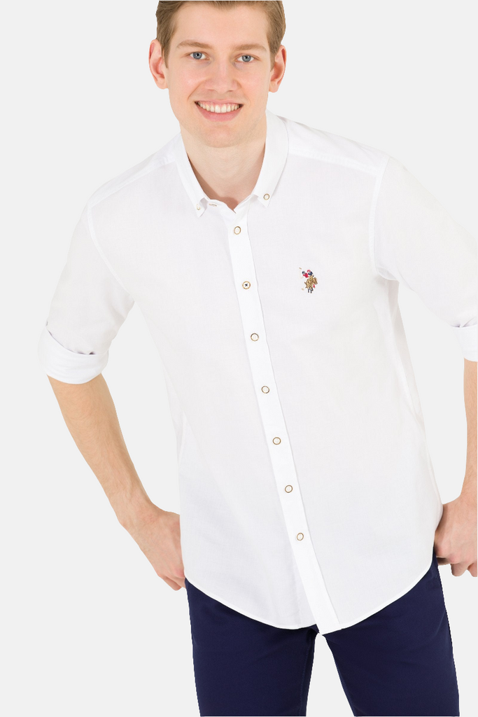 U.S. Polo Assn. bijela muška košulja kontrastnog loga-[SKU]