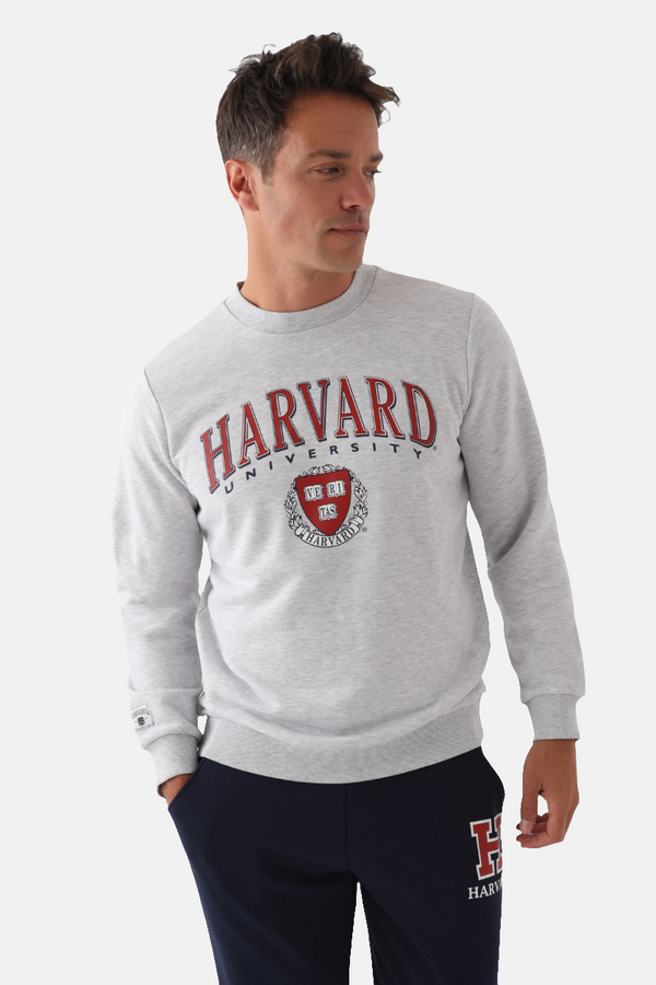 Harvard bijela muška dukserica sa okruglim izrezom