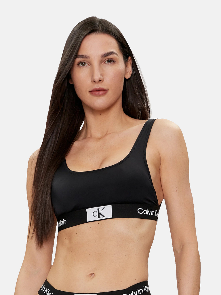 Calvin Klein crni ženski kupaći gornji dio s trakom-[SKU]