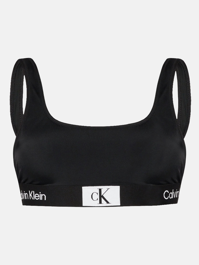 Calvin Klein crni ženski kupaći gornji dio s trakom-[SKU]