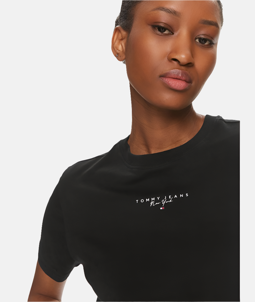 Tommy Hilfiger crna ženska majica s elegantnim detaljem-[SKU]