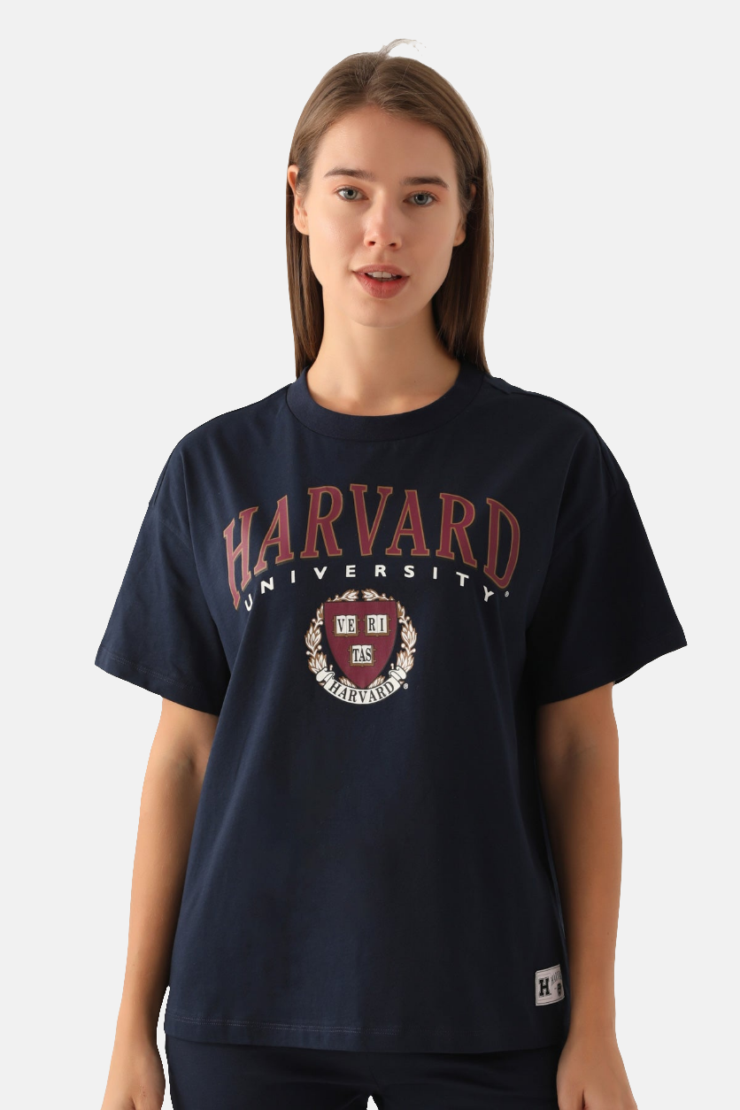 Harvard plava ženska majica s grbom na prsima
