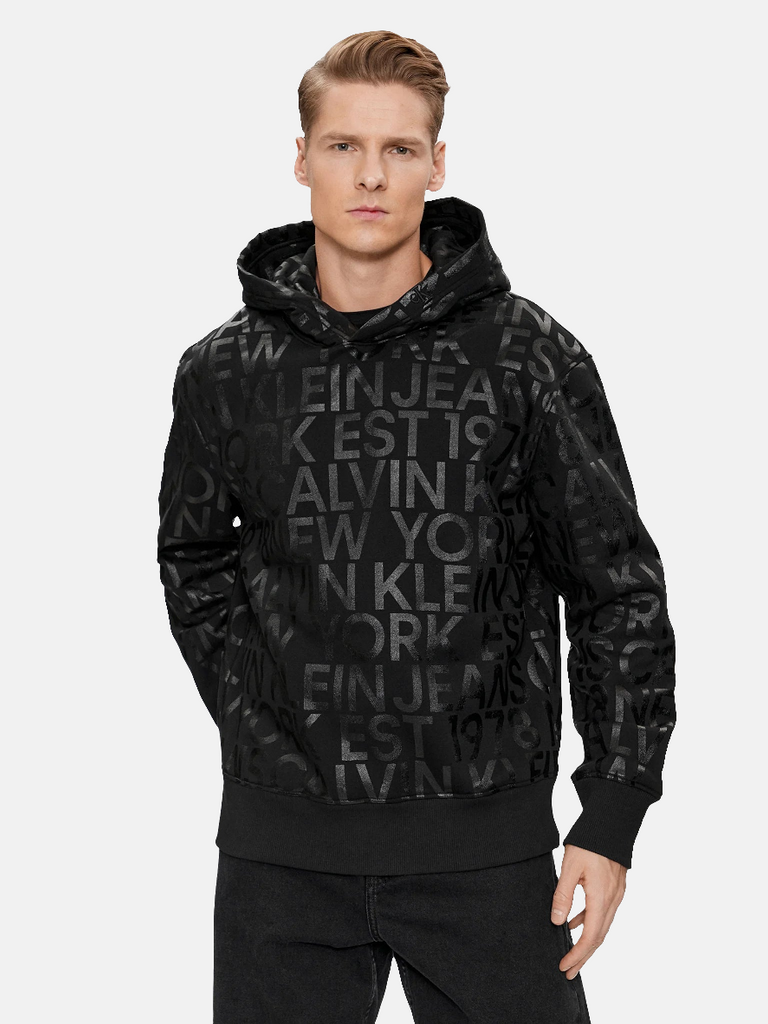 Calvin Klein crna muška dukserica sa slovnim uzorkom-[SKU]